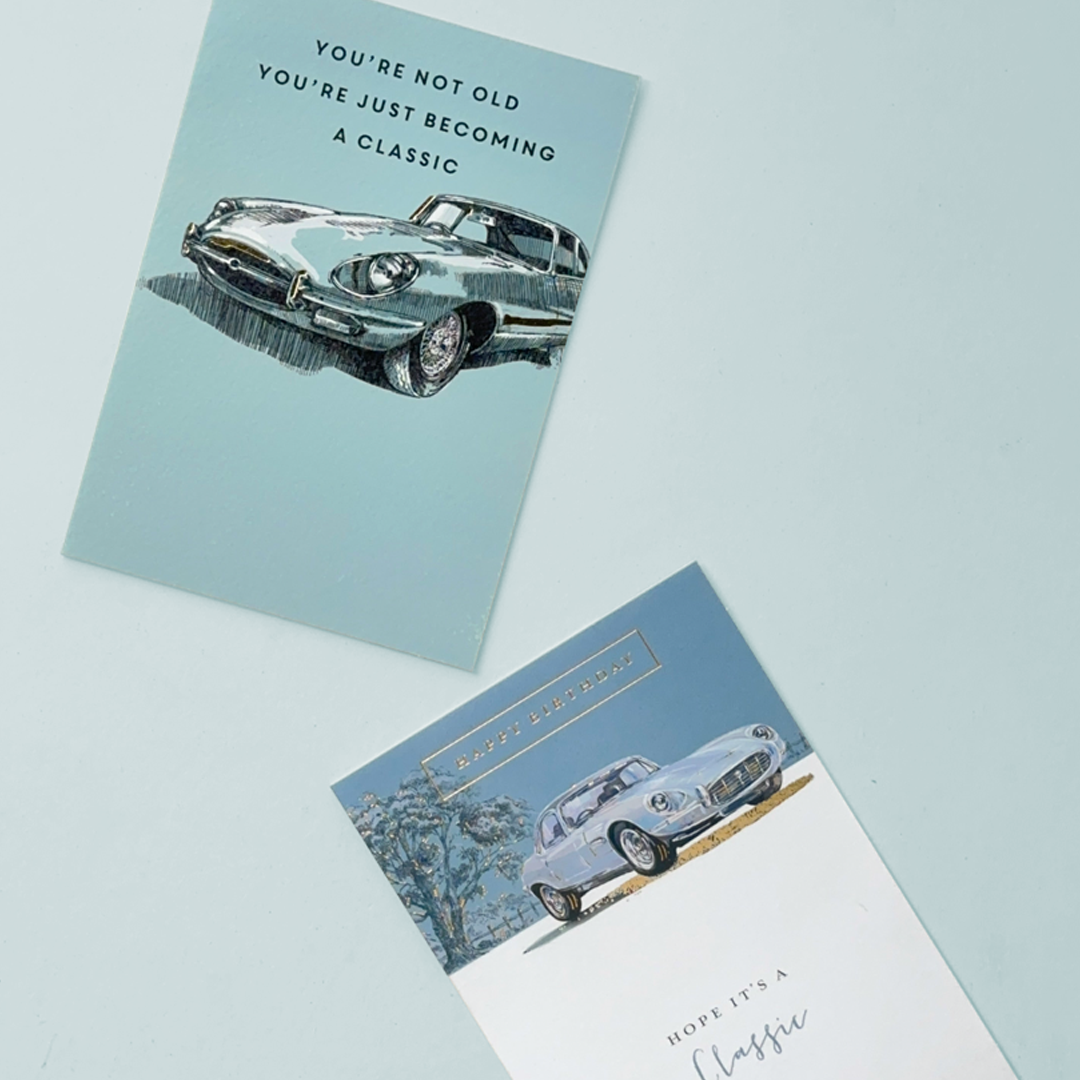 Vintage Car Birthday Card Set