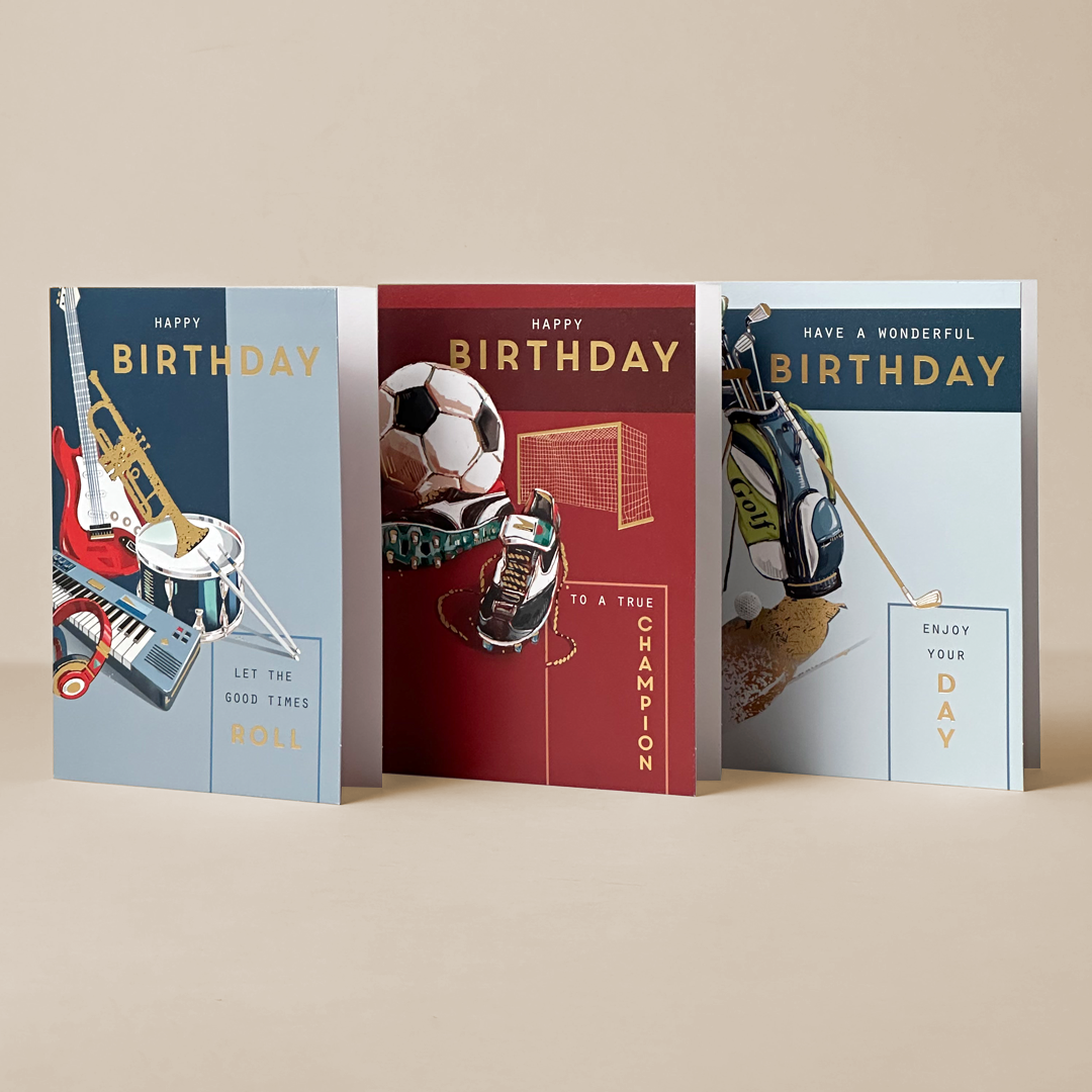 Sports & Music Themed Birthday Card Set