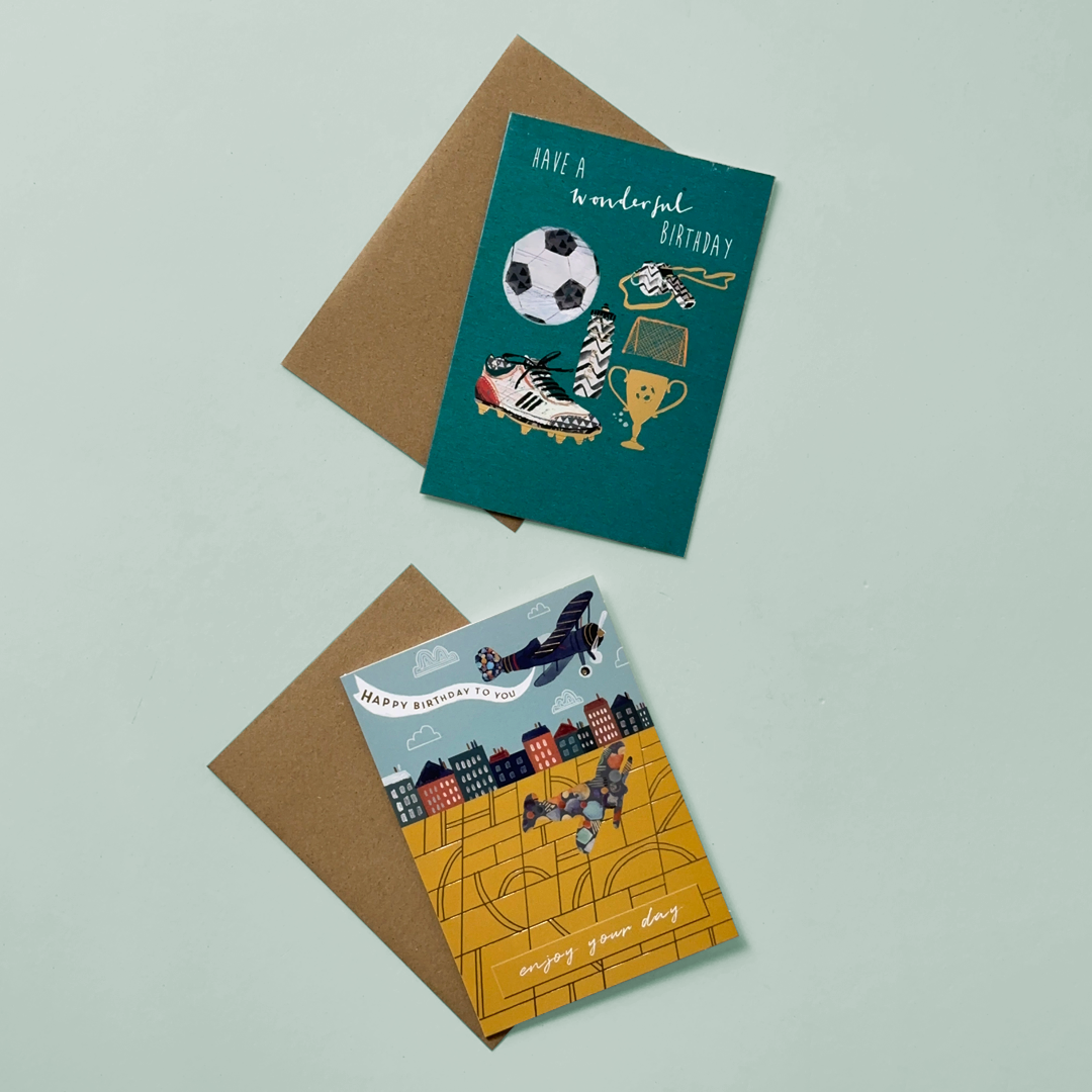 Football & Flight Birthday Card Set