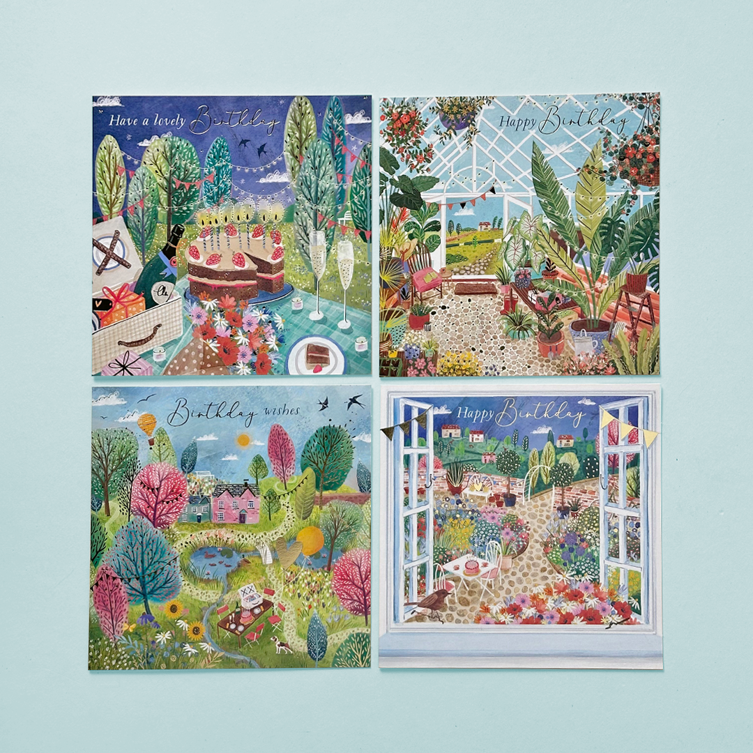 Charming Illustrated Birthday Greeting Card Set