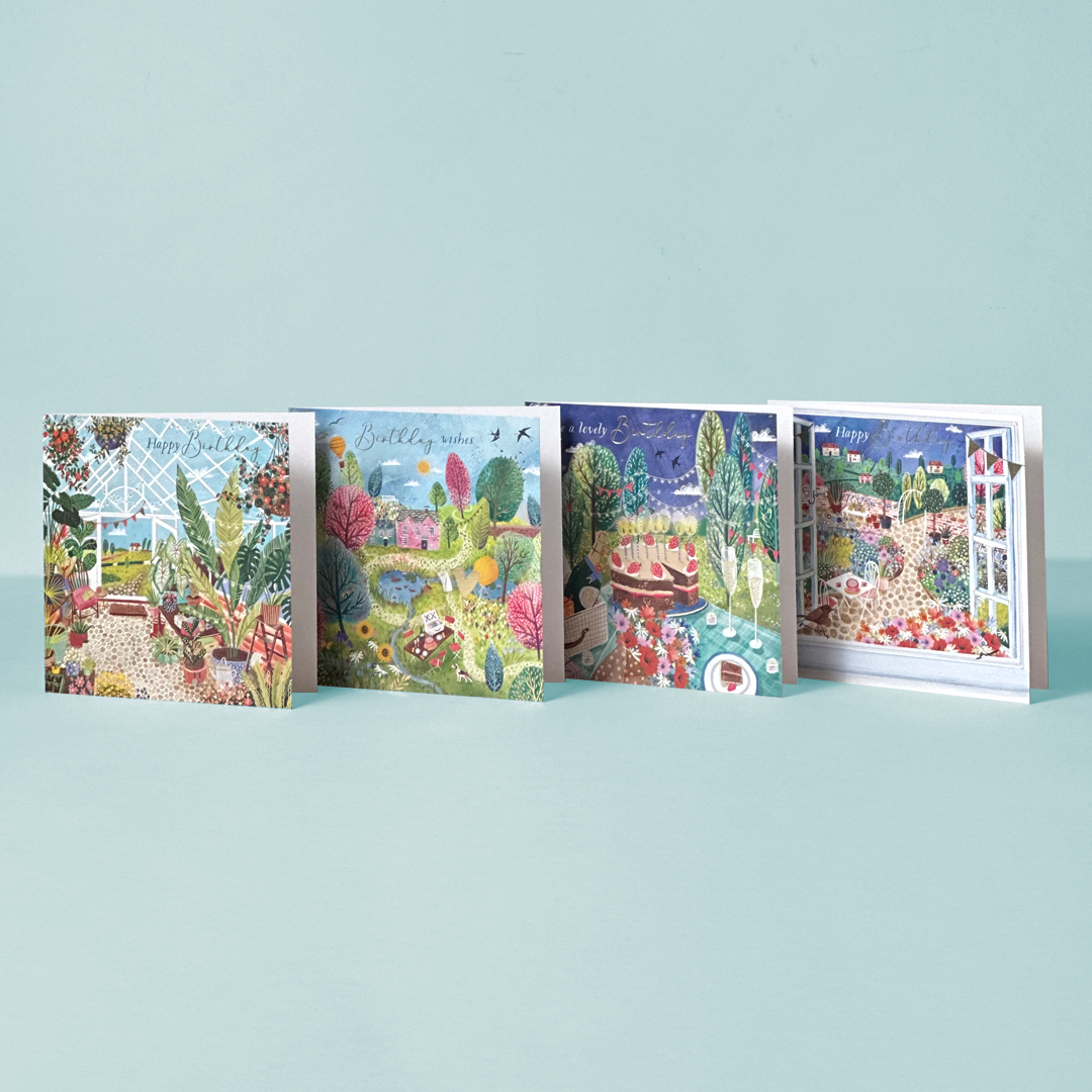 Charming Illustrated Birthday Greeting Card Set