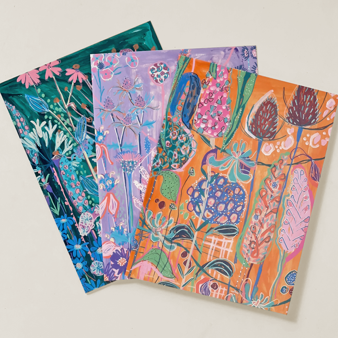 Vibrant Botanical Art Greeting Card Set