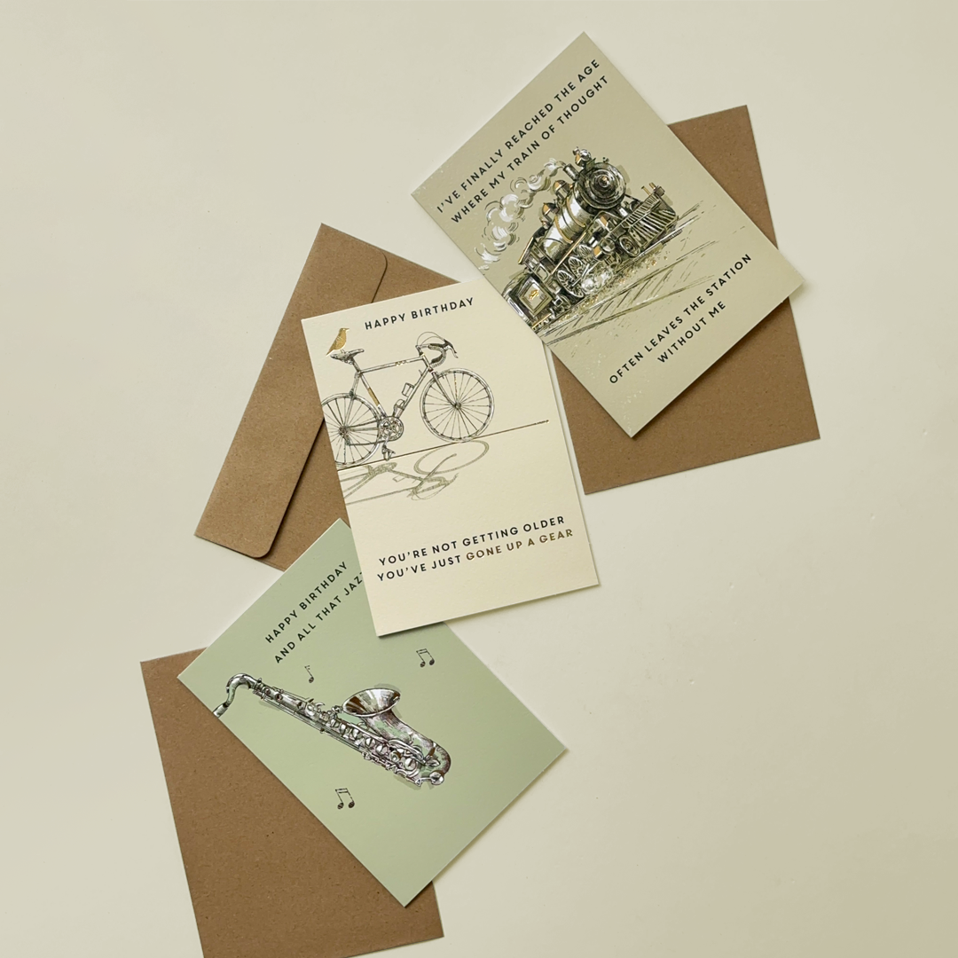 Vintage-Inspired Birthday Greeting Cards – Set of 3