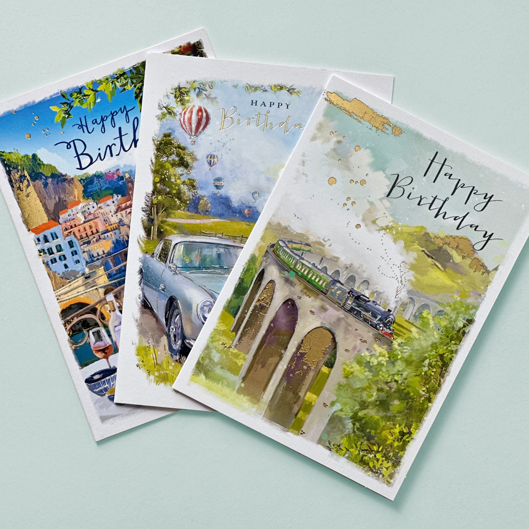 Travel & Adventure Birthday Greeting Card Set – 3