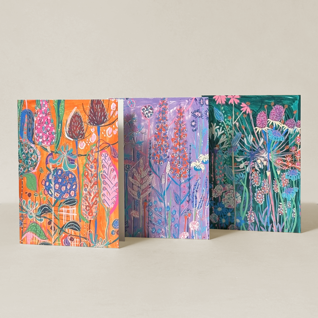 Vibrant Botanical Art Greeting Card Set