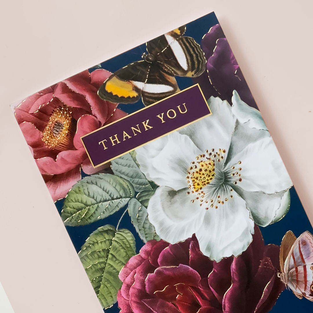 Elegant Floral “Thank You” Greeting Card