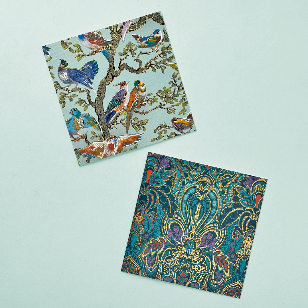 Elegant Greeting Cards – Birds & Ornate Pattern