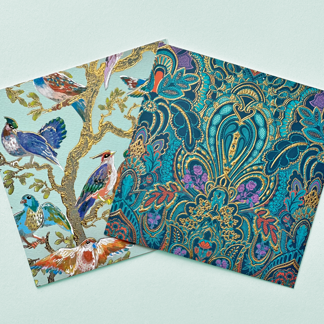 Elegant Greeting Cards – Birds & Ornate Pattern