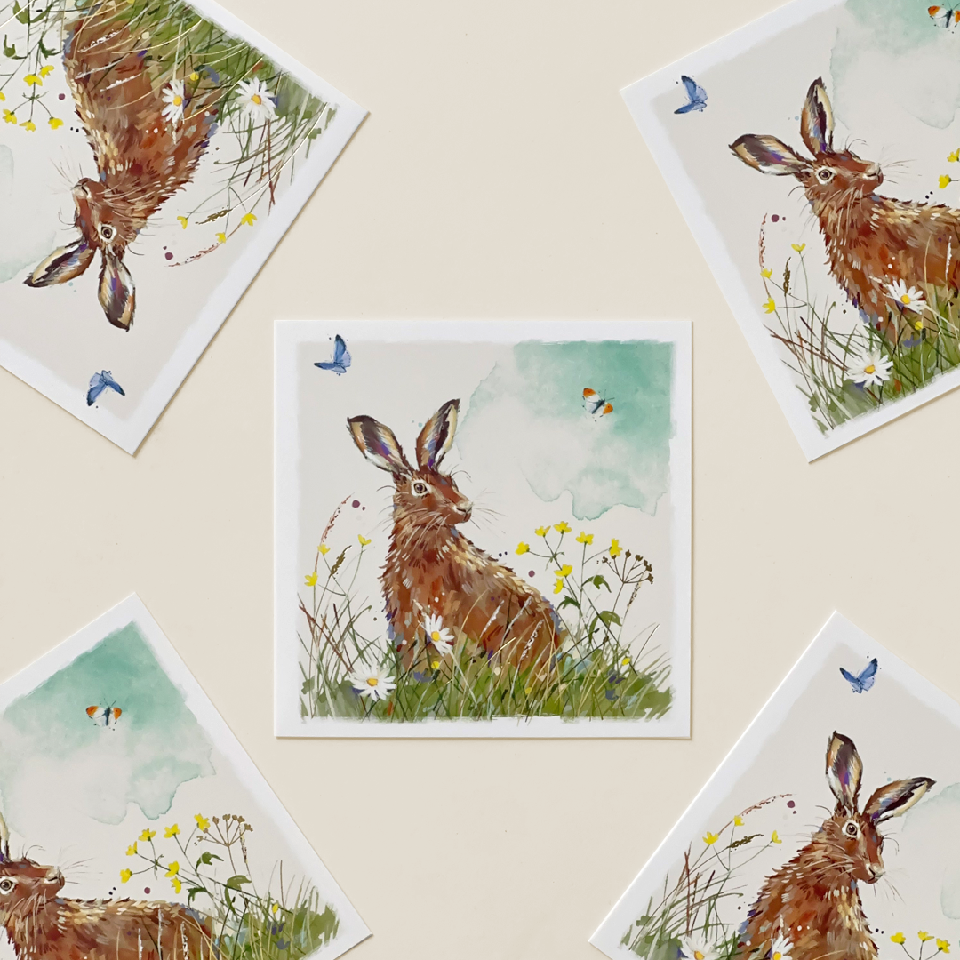 Hare in the Meadow – Notecard Set (4-Pack)