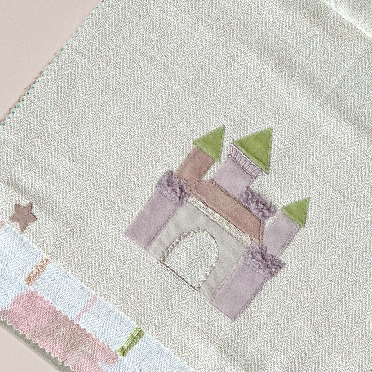 Whimsical Castle Embroidered Fabric
