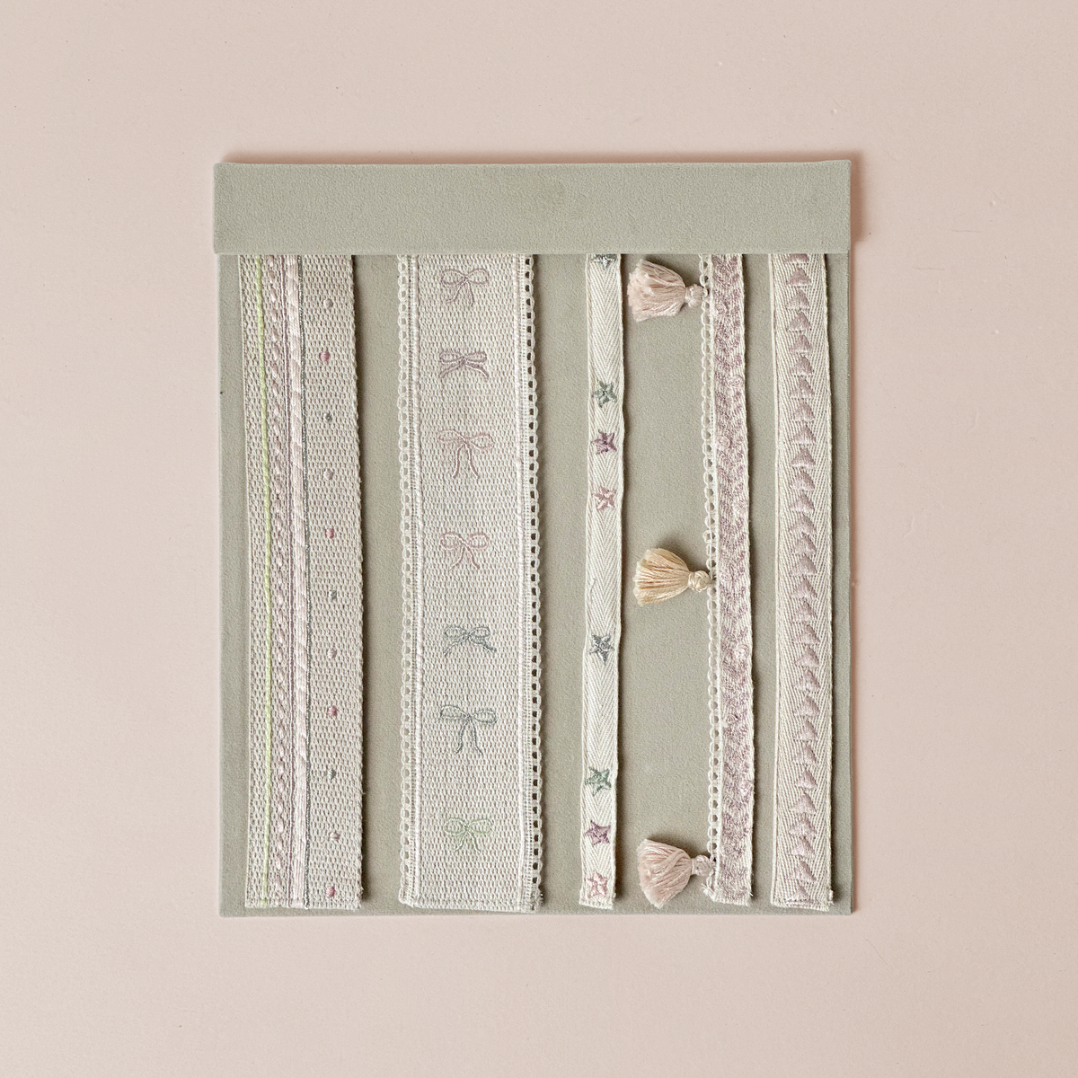 Pastel Embroidered Striped Woven Trim