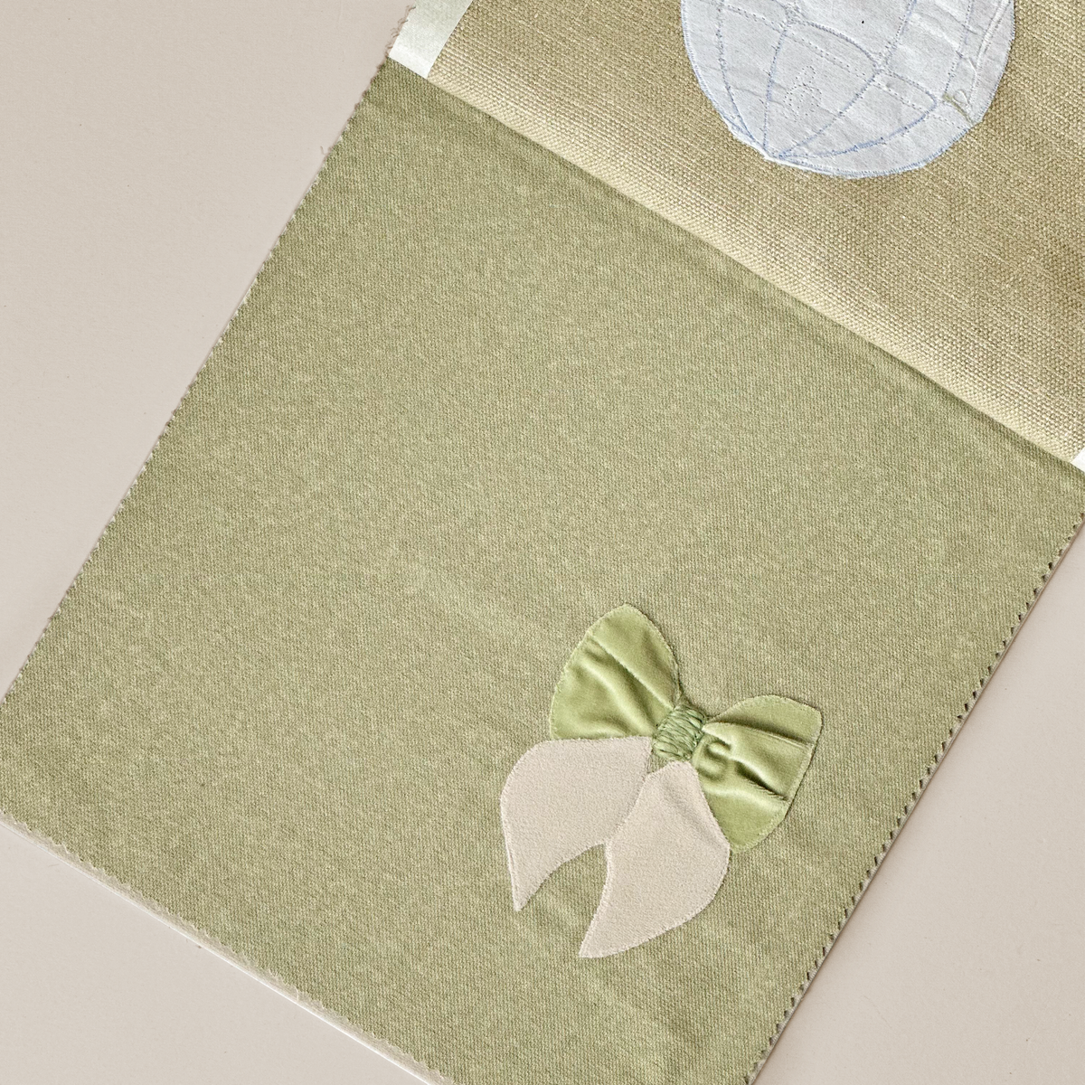 Sage Green Bow Appliqué Textile