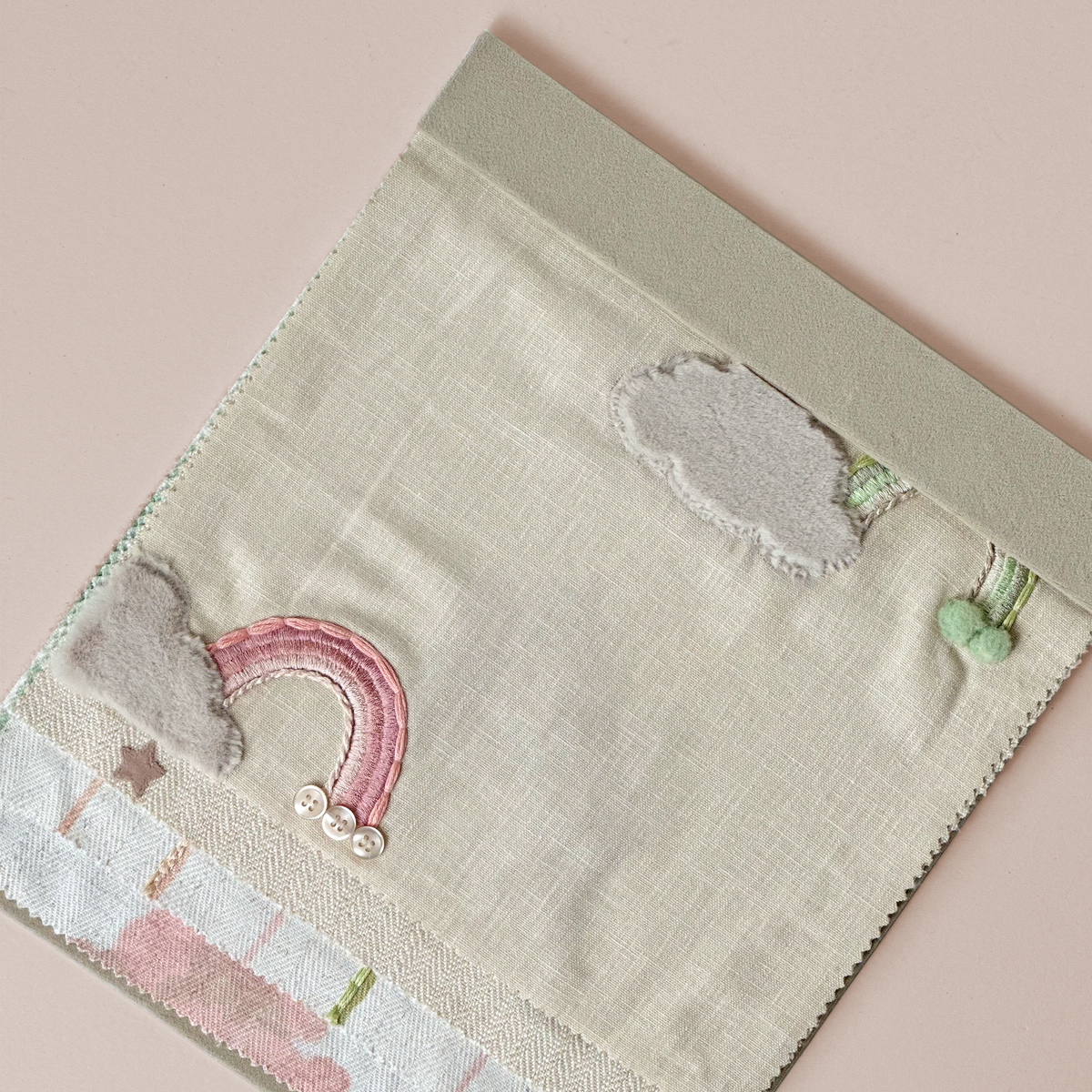 Whimsical Rainbow Embroidered Fabric