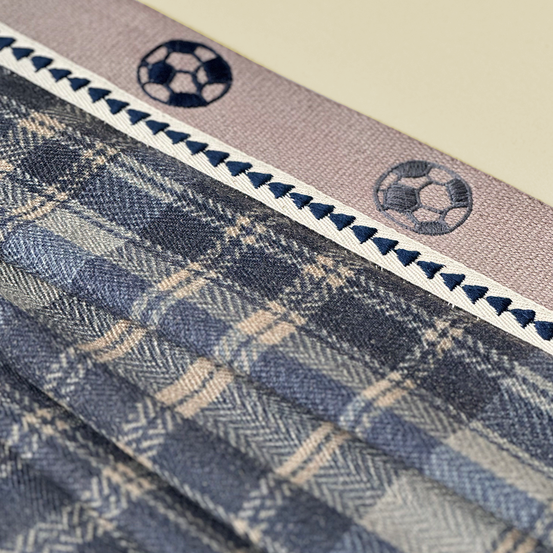 Classic Navy & Beige Plaid Fabric