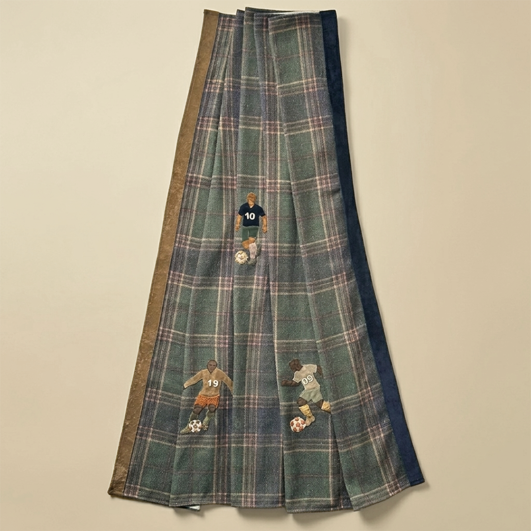 Embroidered Footballer Plaid Fabric