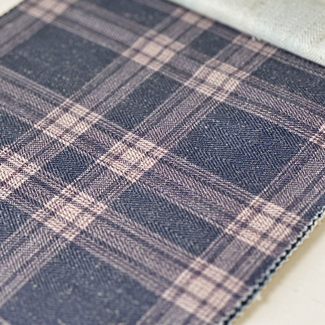 Indigo & Heather Twill Check Fabric