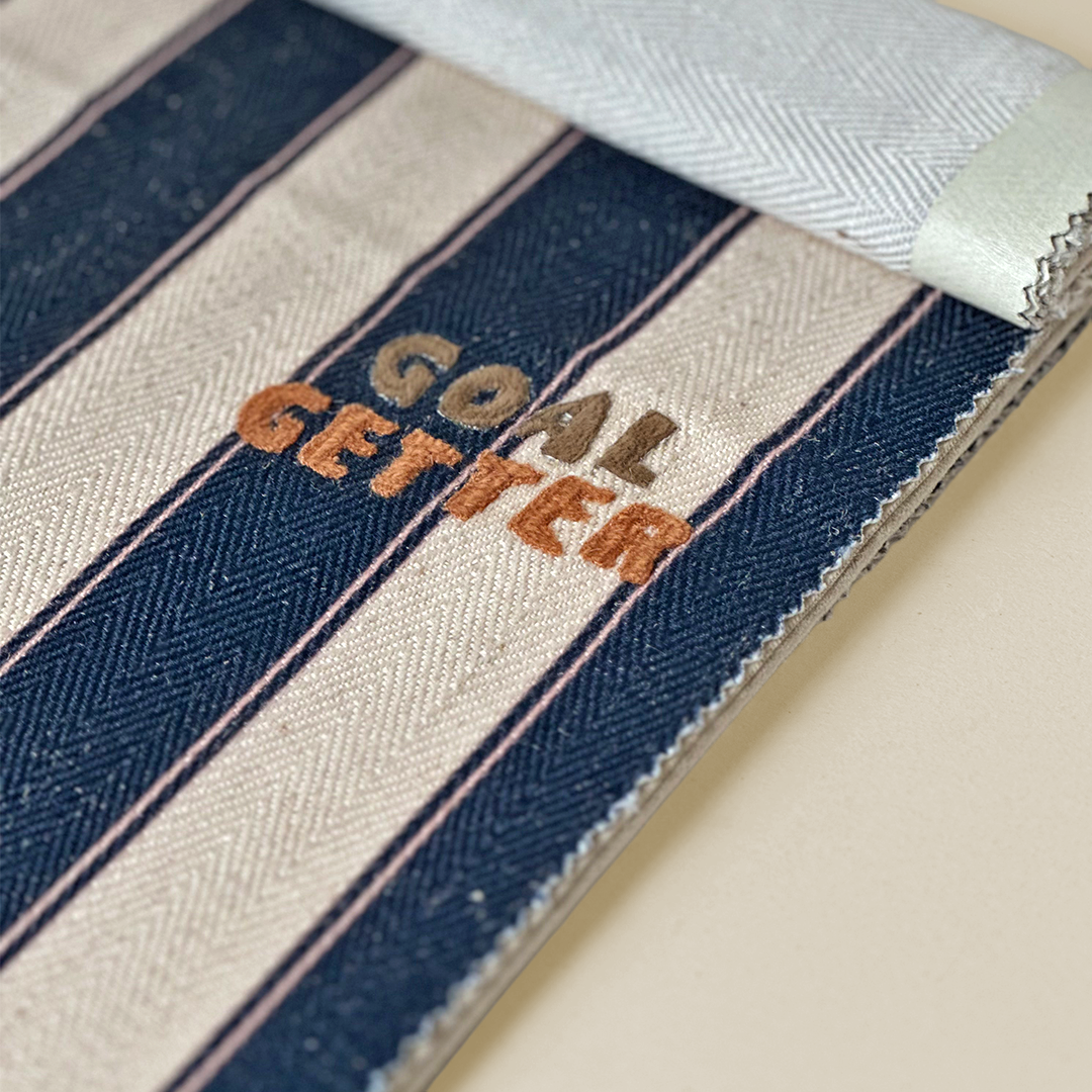 Embroidered Stripe Weave Fabric