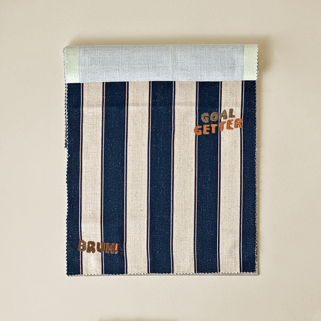 Embroidered Stripe Weave Fabric