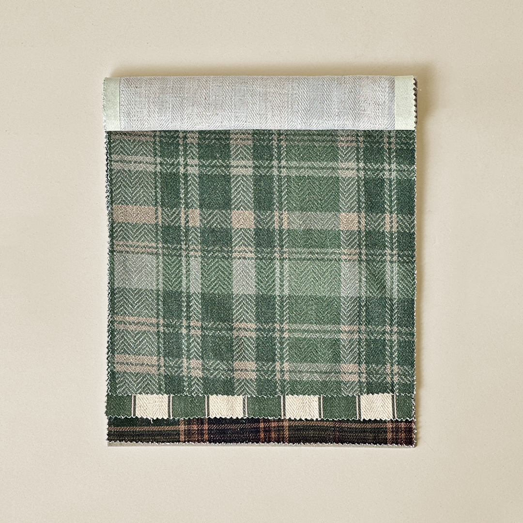 Forest & Sage Herringbone Plaid Fabric