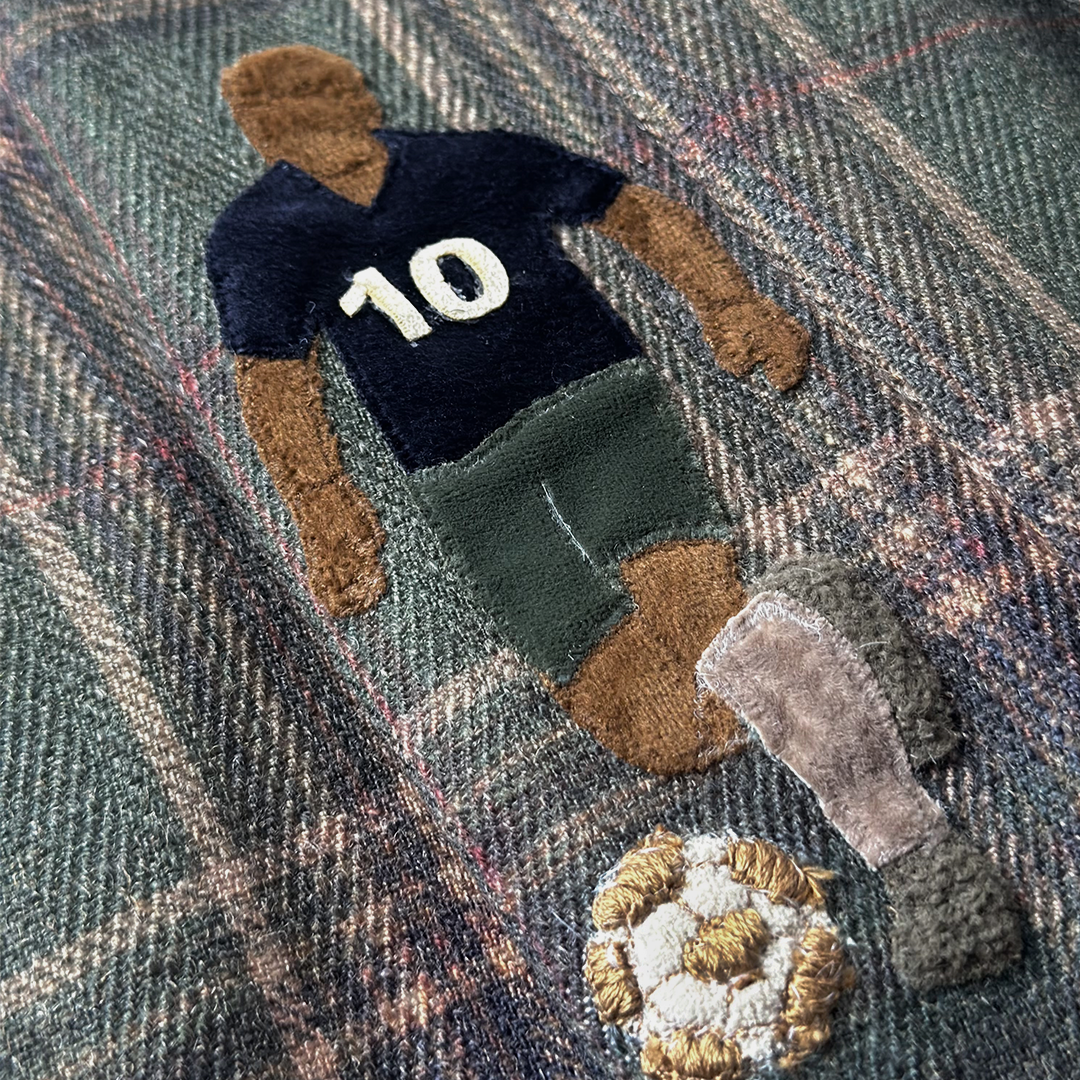 Embroidered Footballer Plaid Fabric