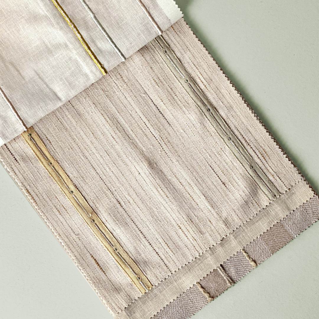Cream Fabric with Stripe Embroidery