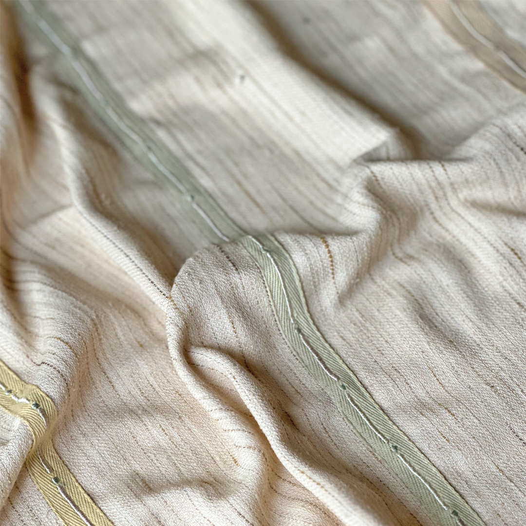 Cream Fabric with Stripe Embroidery