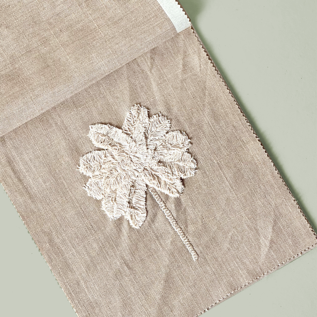 Hand-Embroidered Palm Motif Fabric