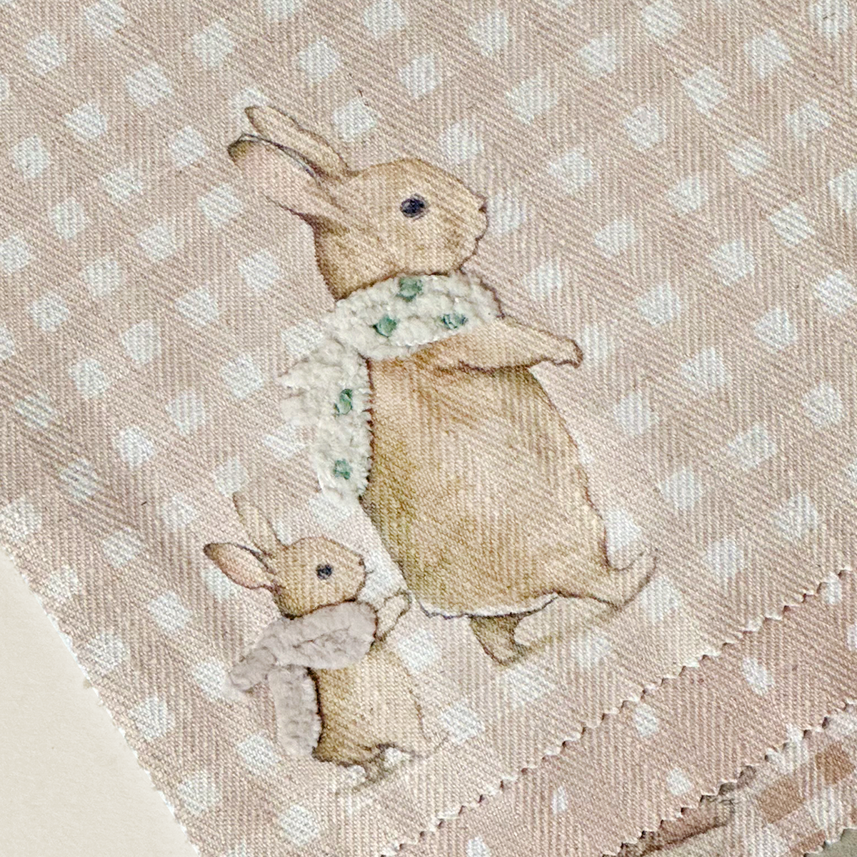 Dotted Gingham Bunny Textile