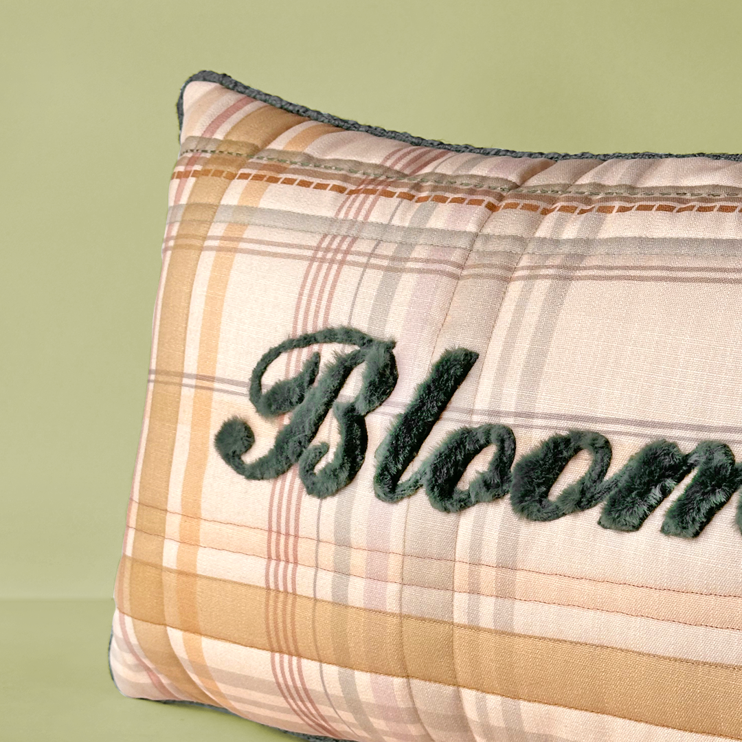 Bloom Embroidered Plaid Cushion