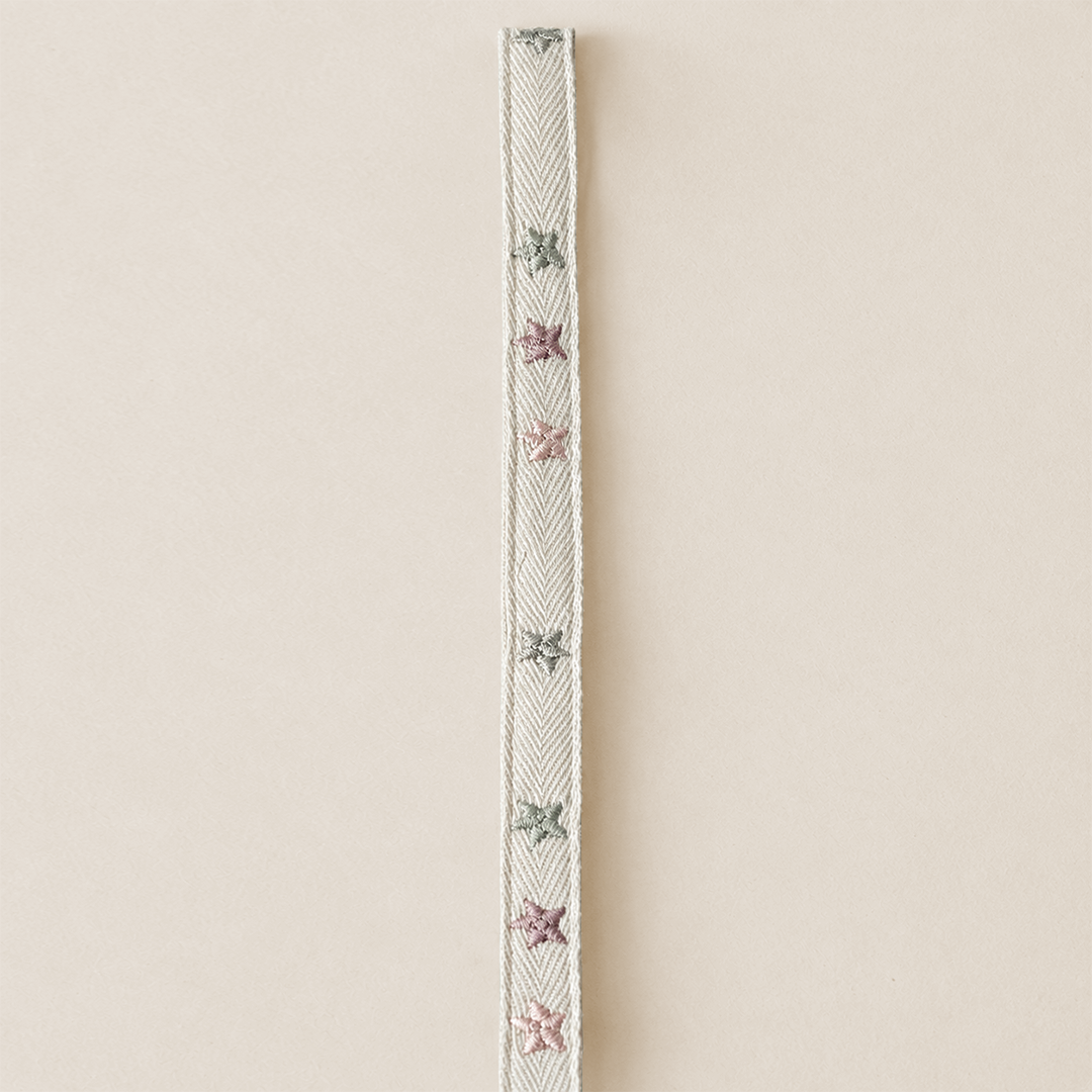Embroidered Star Narrow Herringbone Trim