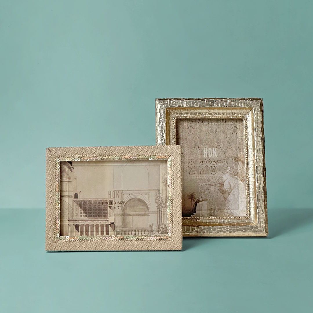 Antique Gold Textured Metal Photo Frame