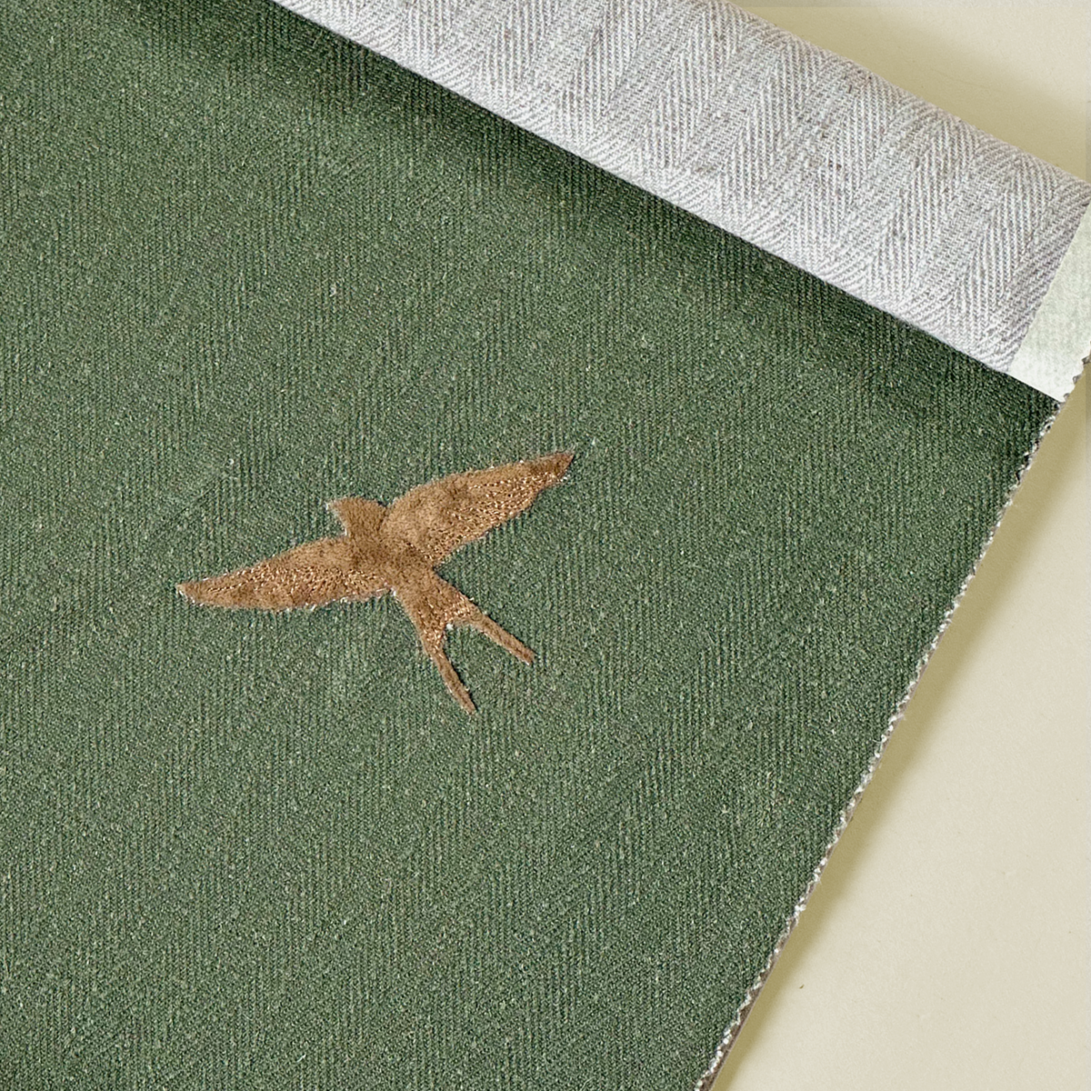 Forest Swallow Embroidered Twill