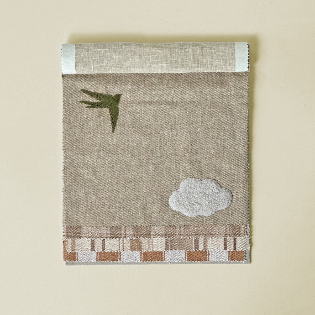 Embroidered Natural Linen-Blend Fabric