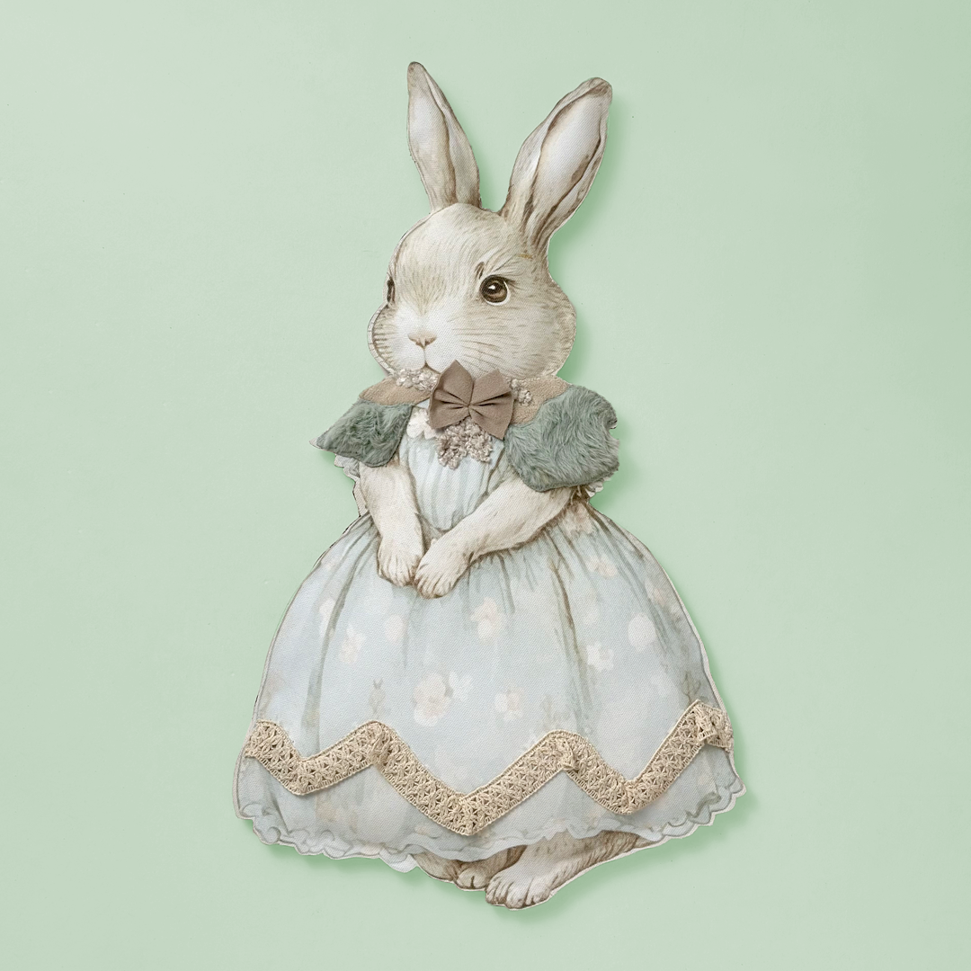 Whimsical Bunny in Vintage Dress