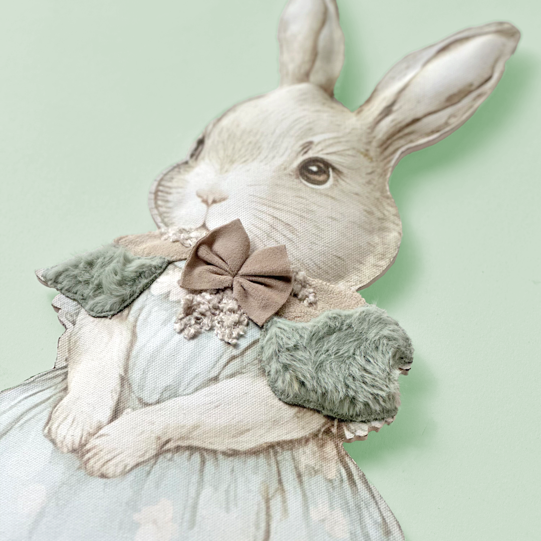 Whimsical Bunny in Vintage Dress