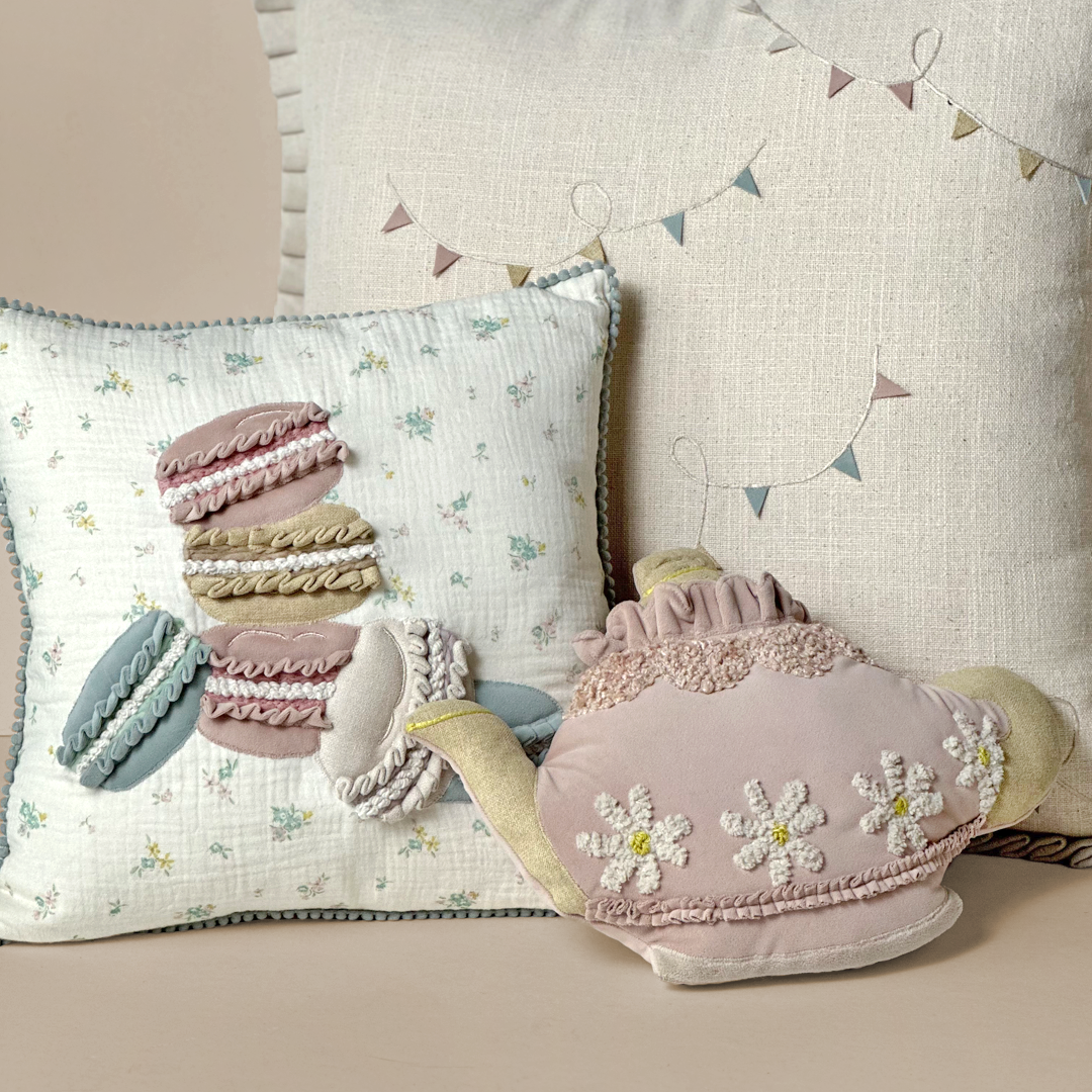 Pastel Bunting Embroidered Cushion