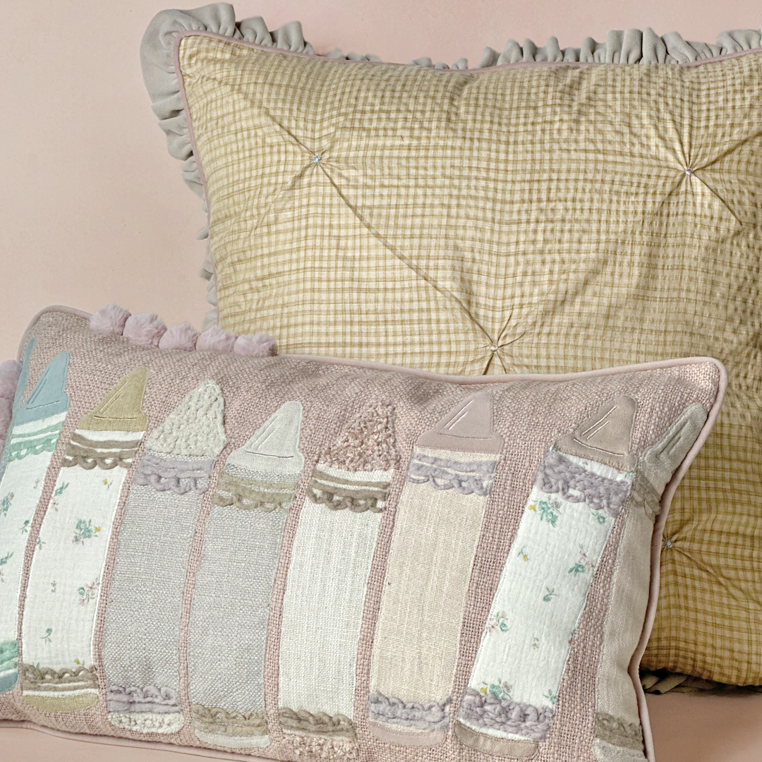 Pastel Crayon Embroidered Cushion