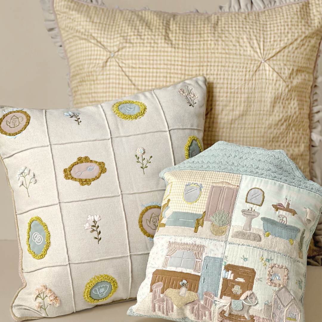 Ruffle Trim Tufted Cushion