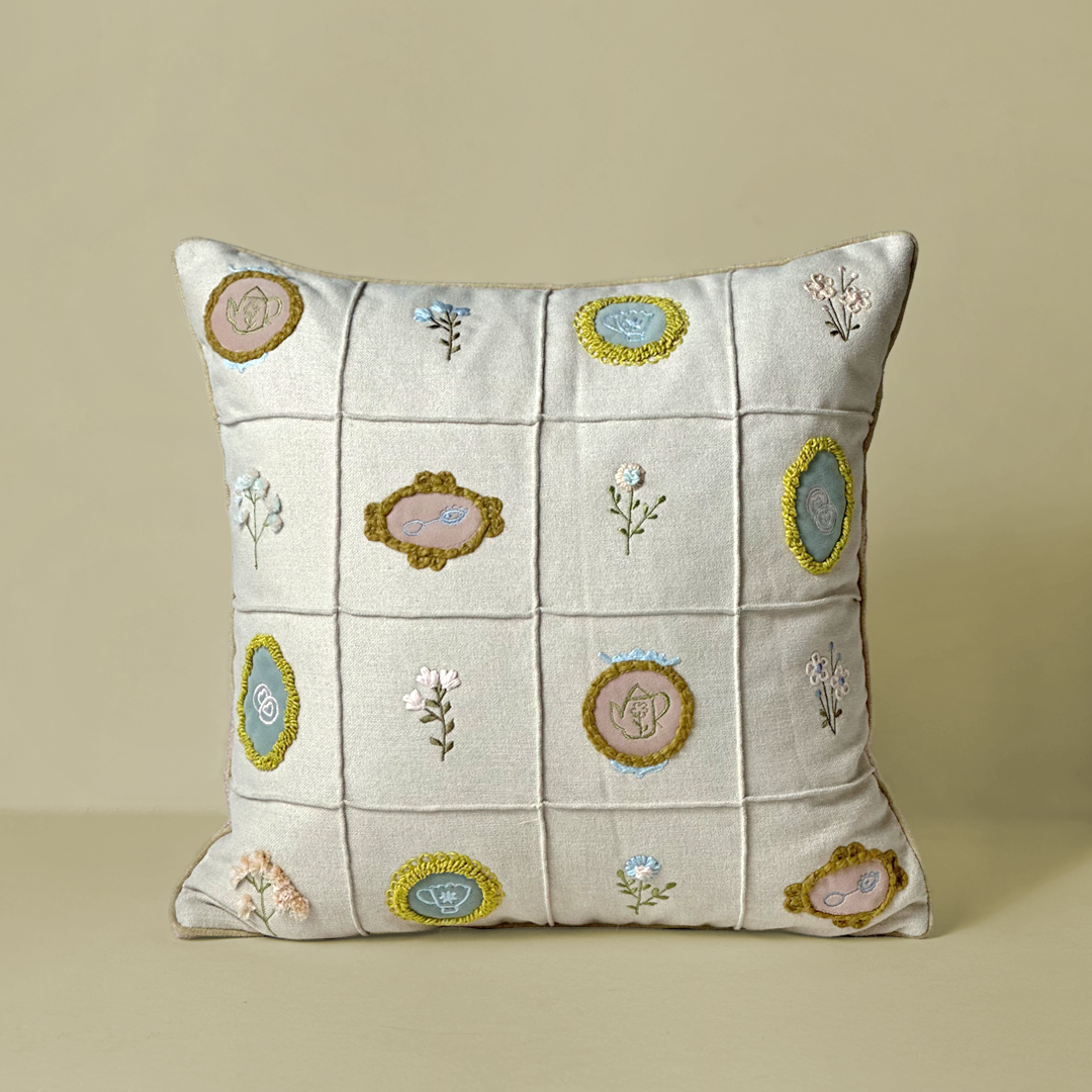 Vintage Patchwork Embroidered Cushion
