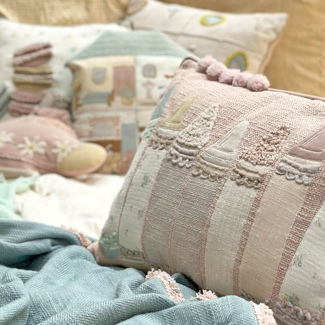 Pastel Crayon Embroidered Cushion