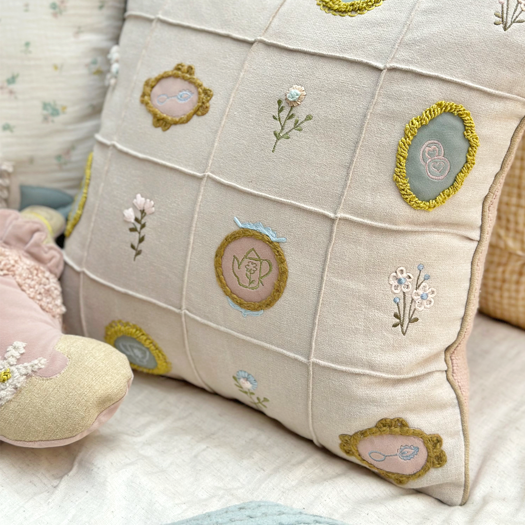Vintage Patchwork Embroidered Cushion