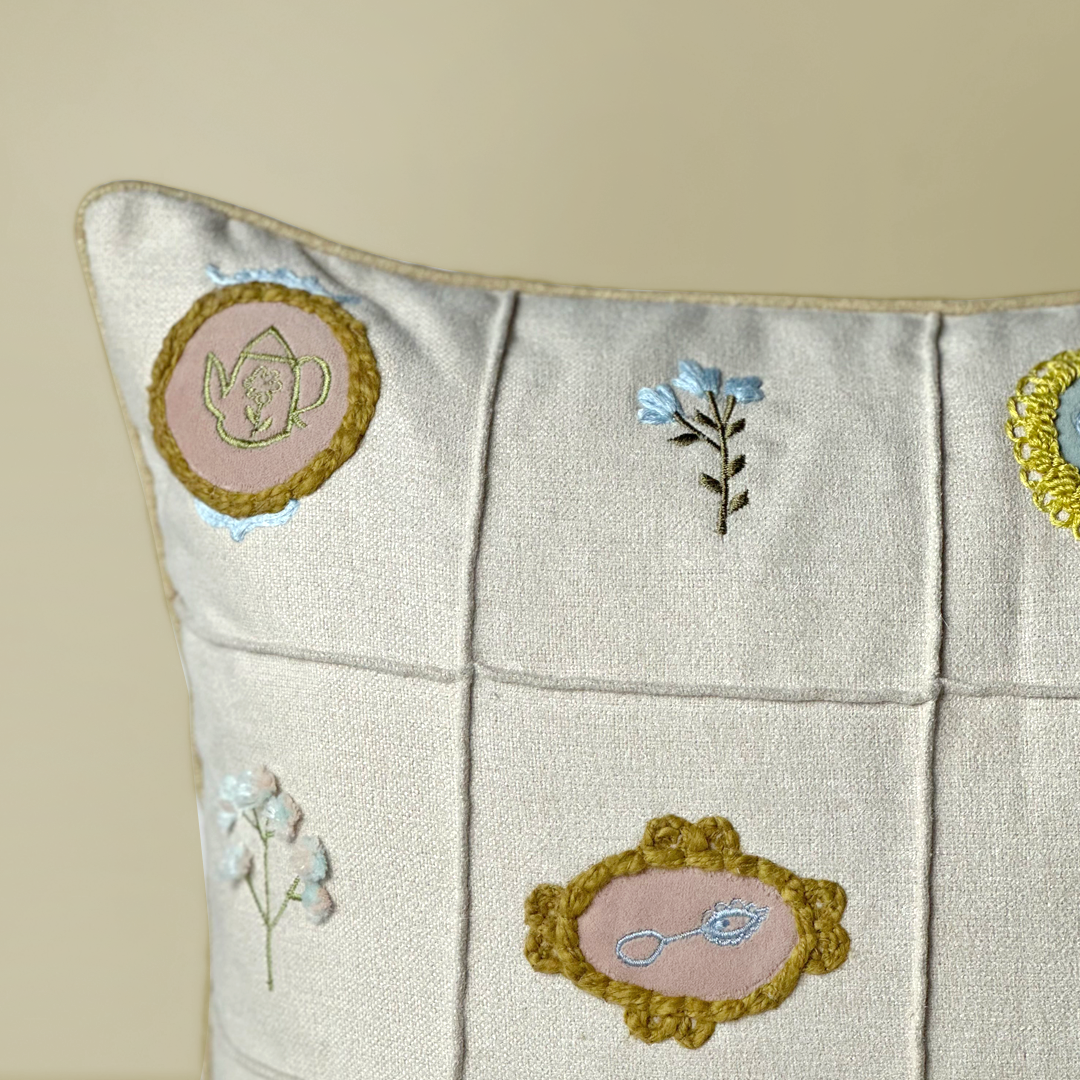 Vintage Patchwork Embroidered Cushion
