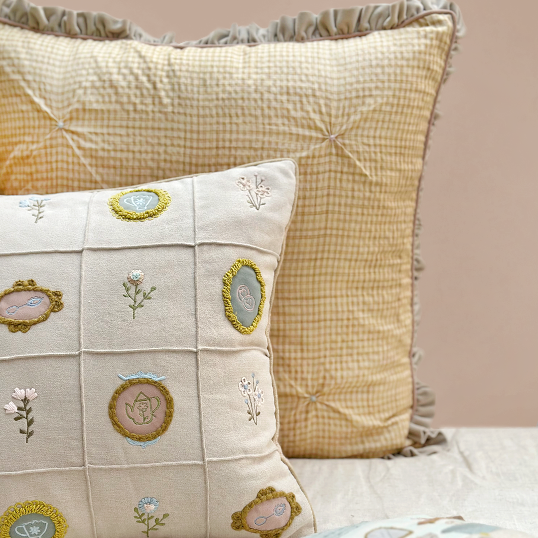Vintage Patchwork Embroidered Cushion