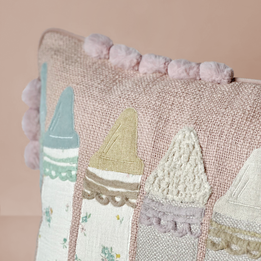Pastel Crayon Embroidered Cushion