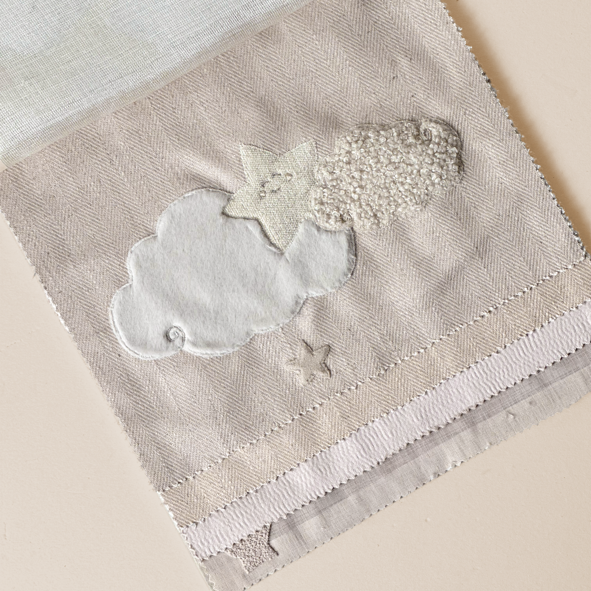Herringbone Cloud & Star Appliqué Fabric