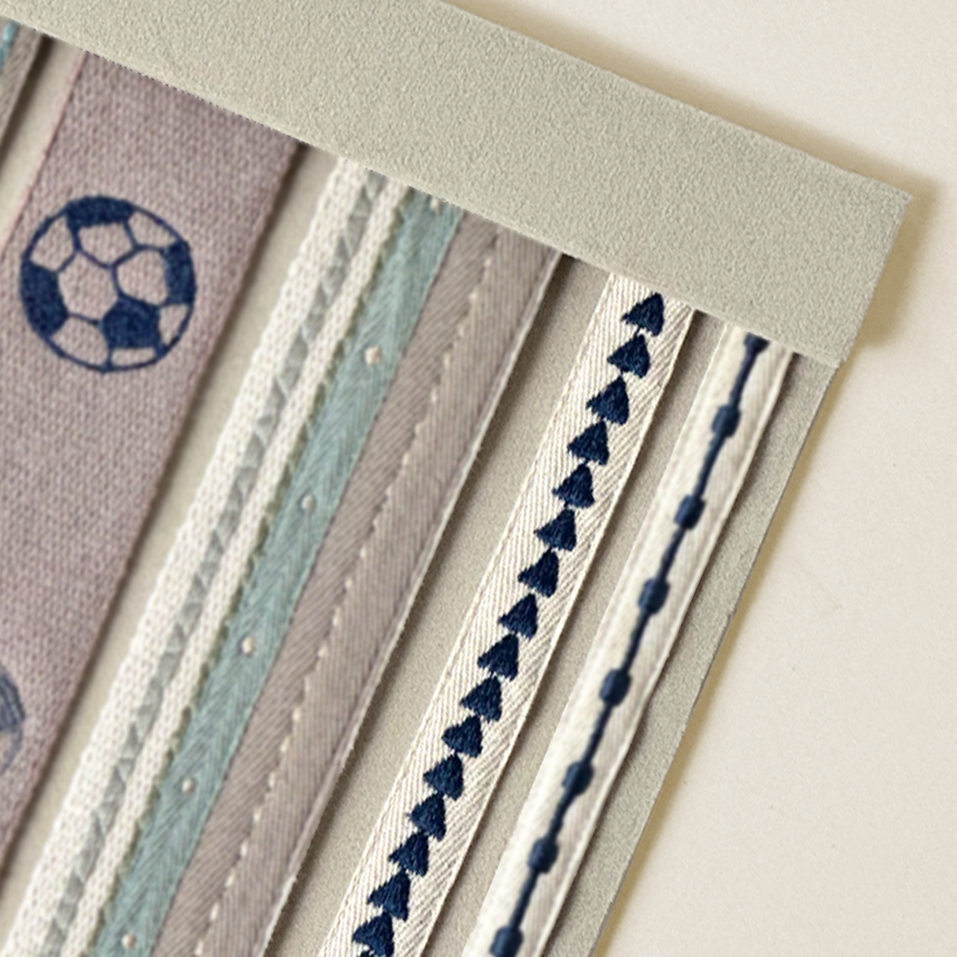 Navy Triangle Embroidered Cotton Ribbon Trim