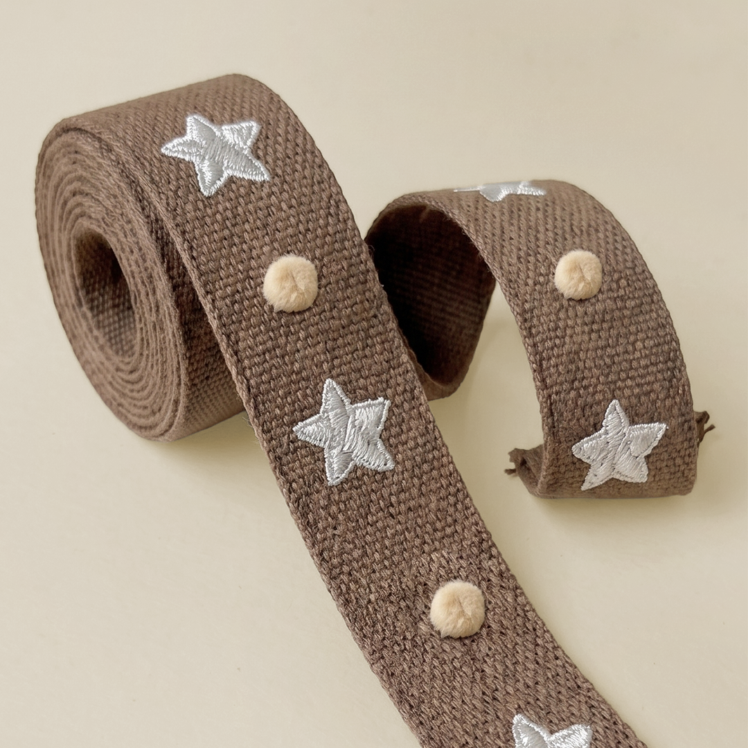 Star & Pom-Pom Embroidered Ribbon