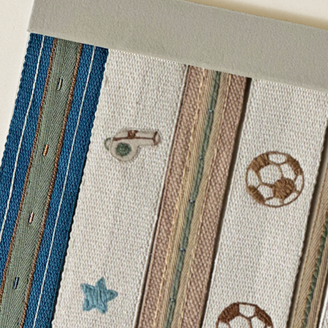 Woven Indigo & Sage Striped Border Trim