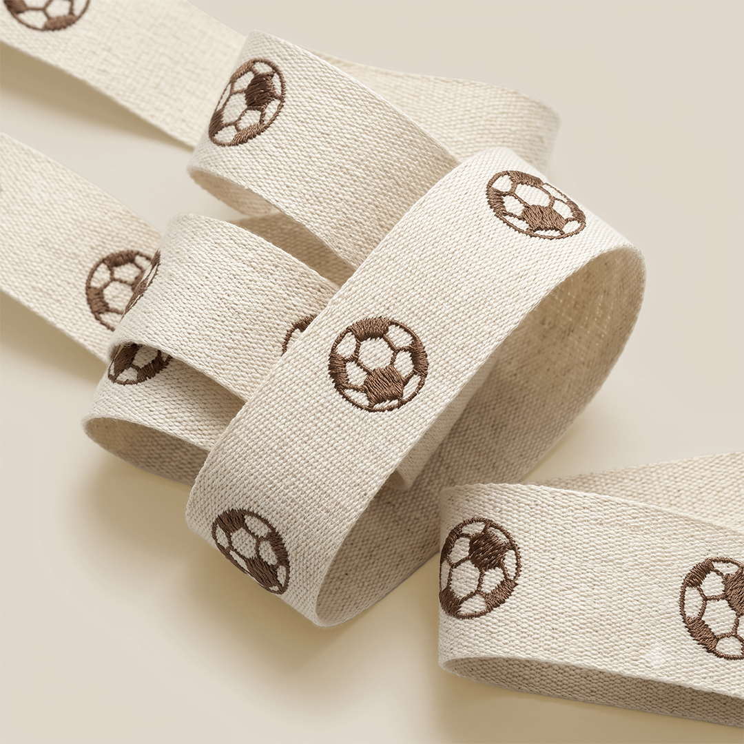 Embroidered Soccer Ball Linen Trim