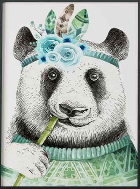wall decor kids art panda print